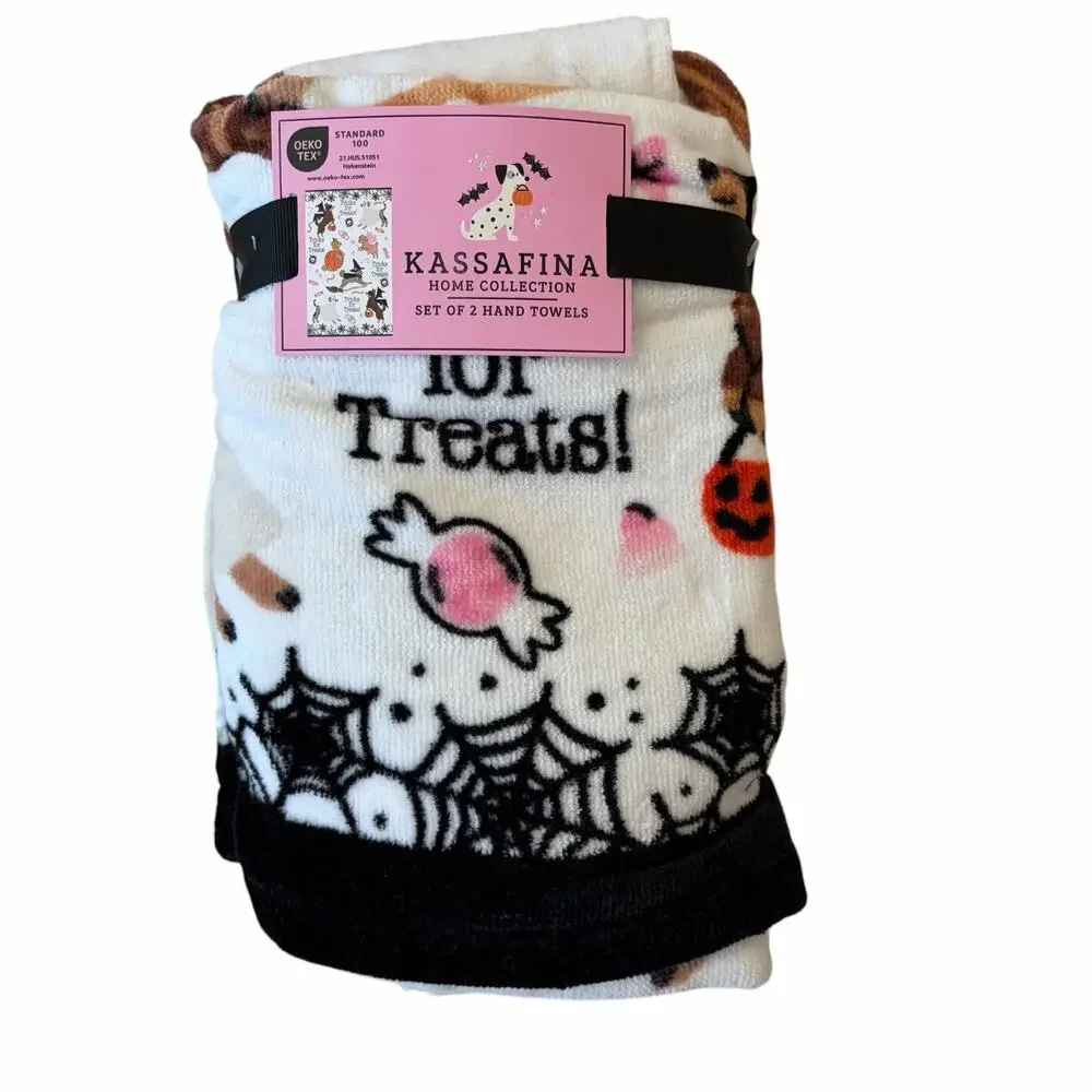 4pc Kassafina Halloween Dogs in Costumes Towel Set -2 Hand 2 Bath 100% Cotton